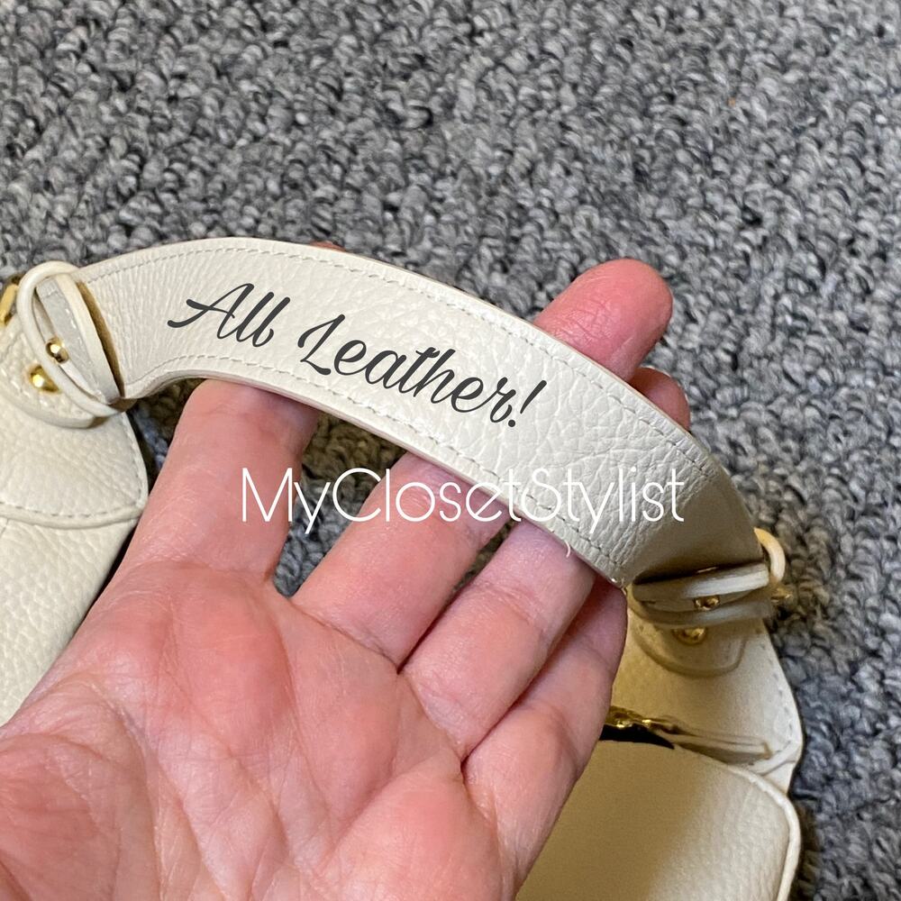 BANDOLIER Billie Crossbody Utility Strap! NEW RETIRED ALL-LEATHER NIB Ivory Gold - Picture 5 of 10